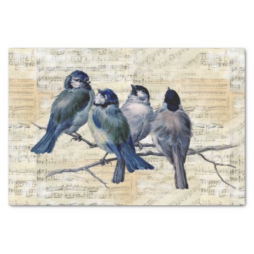 Blue Birds Vintage Sheet Music Tissue Paper