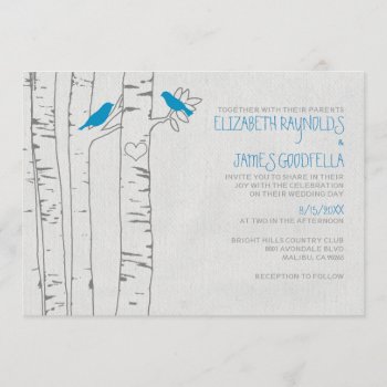 Blue Birds Wedding Invitations by topinvitations at Zazzle