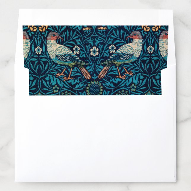 Blue Birds William Morris Wedding Invitation Envelope Liner (In Envelope)