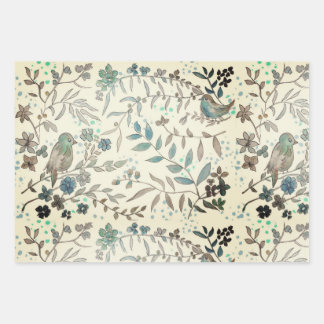 Blue birds wrapping paper sheets