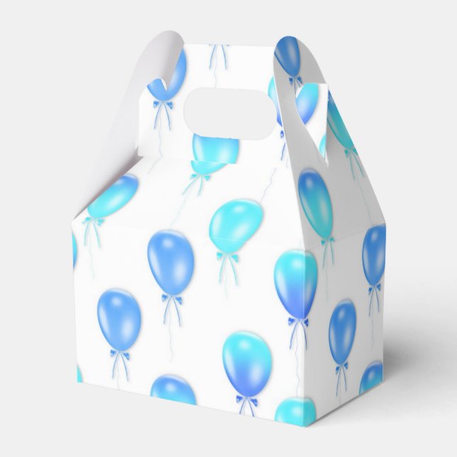 Blue Birthday Balloon favor box (Front Side)