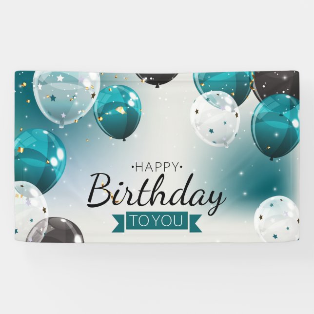 blue birthday balloons banner (Horizontal)