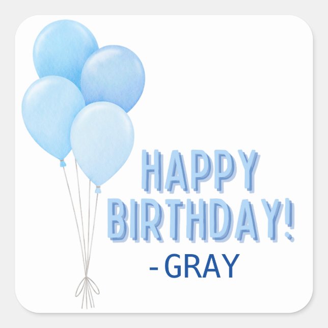 Blue Birthday Balloons Sticker (Front)