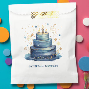 Blue Birthday cake birthday Favor Bag