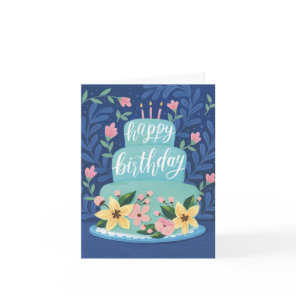 Blue Birthday Cake Birthday Greeting Card