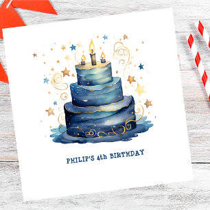 Blue Birthday cake birthday Napkins