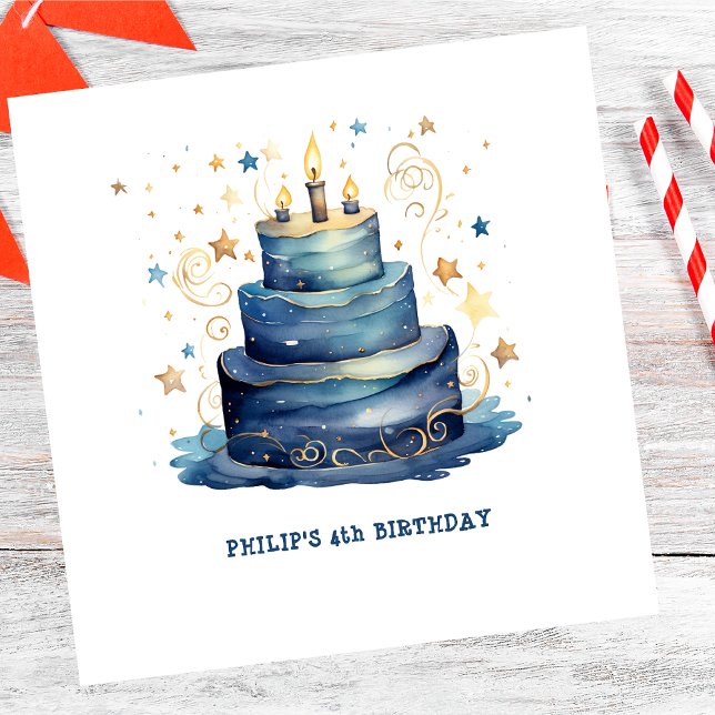 Blue Birthday cake birthday Napkins (Creator Uploaded)