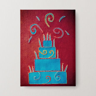 Blue birthday cake button