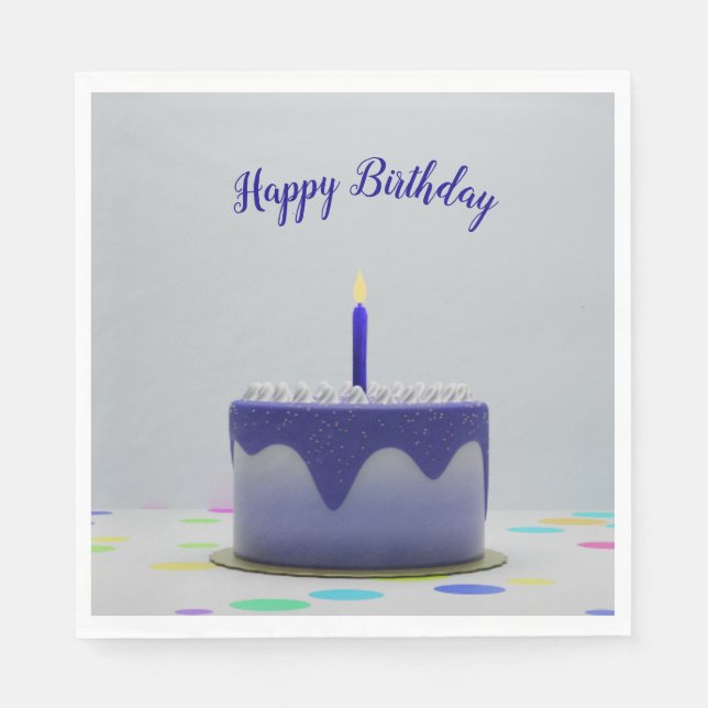 Blue Birthday Cake Napkins (Front)