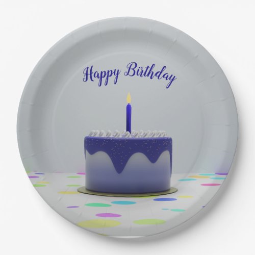 Blue Birthday Cake Paper Plates