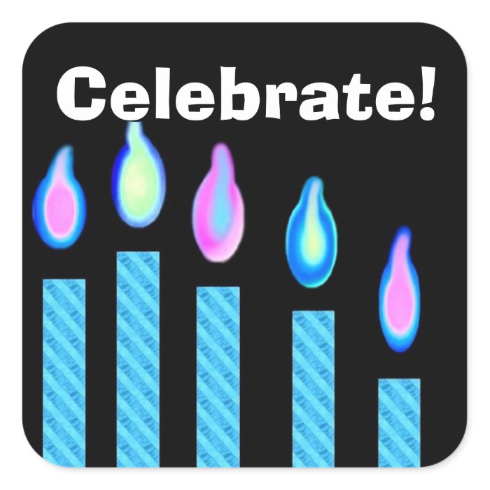 Blue Birthday Candles   Celebrate Square Sticker