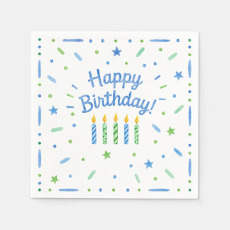 Blue Birthday Candles Paper Napkins