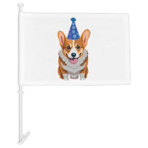 Blue Birthday Corgi Classic T-Shirt Car Flag