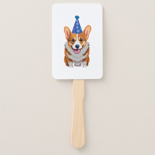 Blue Birthday Corgi Classic T_Shirt Hand Fan