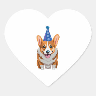 Blue Birthday Corgi Classic T-Shirt Heart Sticker
