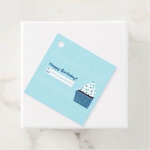 Blue Birthday Cupcake Favor Tags
