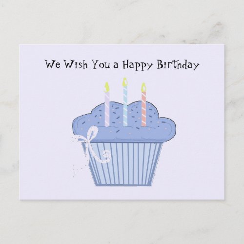 Blue Birthday Cupcake Postcard