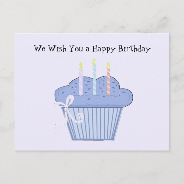 Blue Birthday Cupcake Postcard (Front)