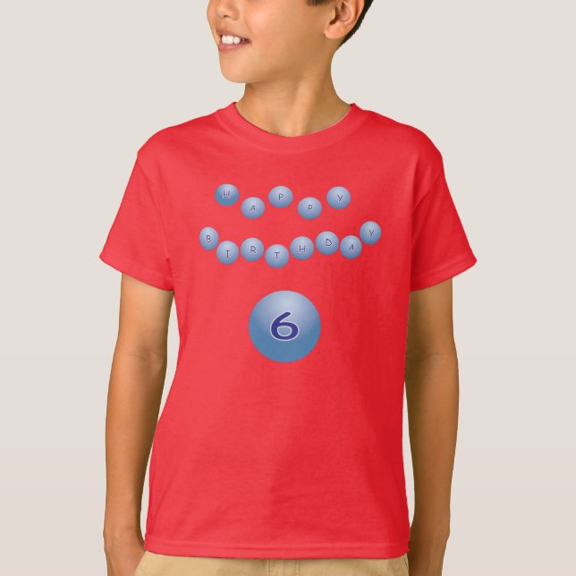 Blue Birthday for Boy Age 6 T-Shirt (Front)