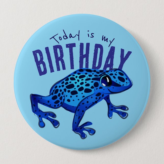 Blue Birthday Frog Button (Front)