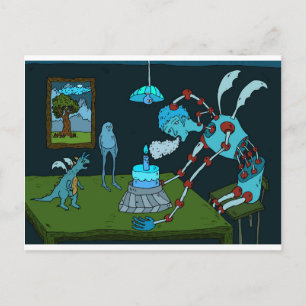 Blue Birthday Greeting Postcard