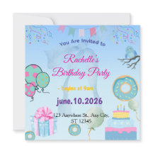 Blue  Birthday Invitation