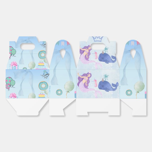 Blue  Birthday Invitation Favor Boxes (Unfolded)