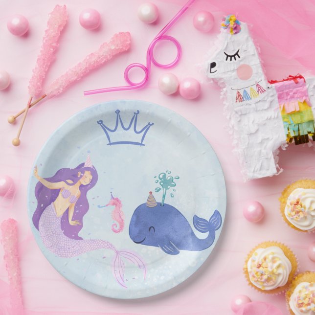 Blue  Birthday Invitation Paper Plates (Party)