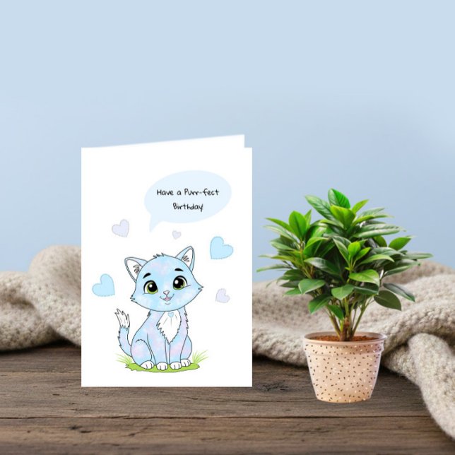 Blue Birthday kitty Card (Creator Uploaded)