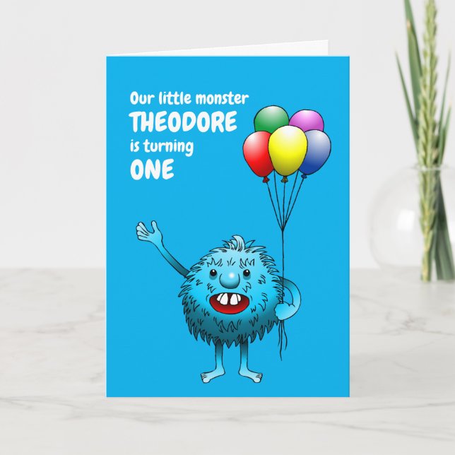Blue Birthday Monster Invitation (Front)