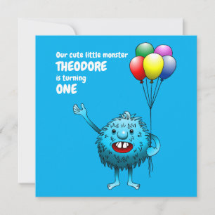 Blue Birthday Monster Invitation