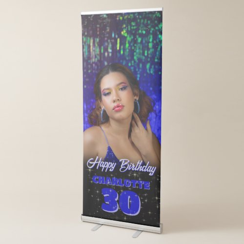 Blue Birthday Party Celebration Photo Welcome  Retractable Banner
