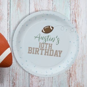Blue Birthday Party Football Personalized Paper Plates