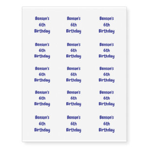 Blue Birthday Party Temporary Tattoos