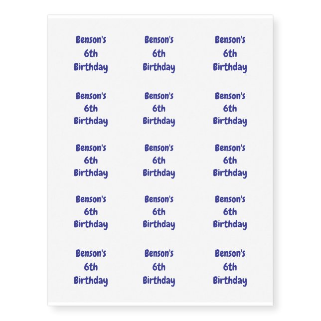 Blue Birthday Party Temporary Tattoos (Front)