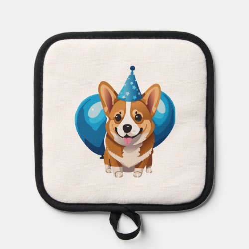 Blue Birthday Puppy Classic T_Shirt 1 Pot Holder