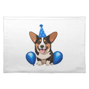 Blue Birthday Puppy Classic T-Shirt Cloth Placemat