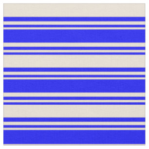 Blue & Bisque Colored Lines Fabric