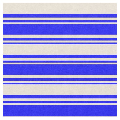 Blue & Bisque Colored Lines Fabric