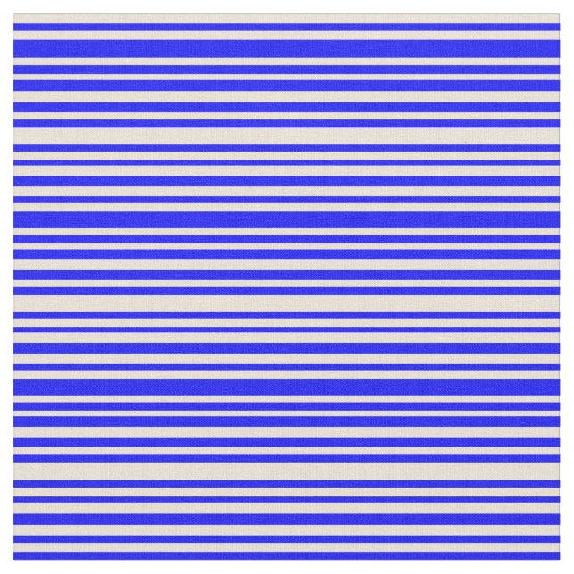 Blue & Bisque Colored Stripes/Lines Pattern Fabric (Close Up)