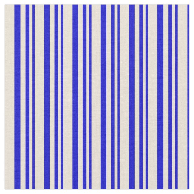 Blue & Bisque Stripes/Lines Pattern Fabric (Close Up)