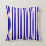 [ Thumbnail: Blue & Bisque Stripes/Lines Pattern Throw Pillow ]
