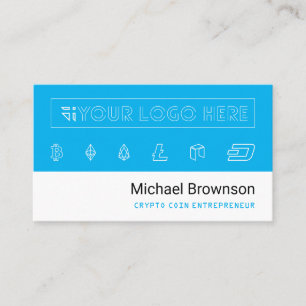 Blue Bitcoin Accepted Crypto Coin Entrepreneur Business Card