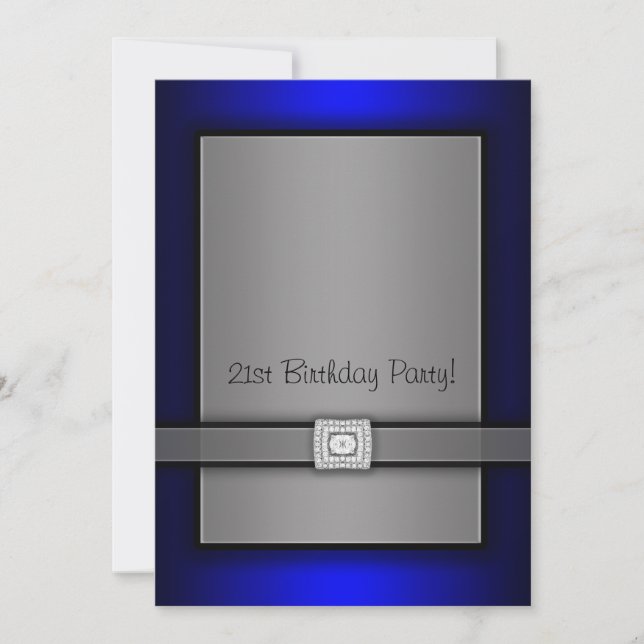 Blue & Black 21st Birthday Party Invitations (Front)