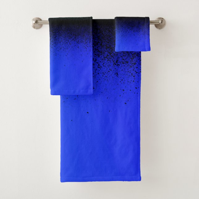 Blue Black Abstract Artwork Bath Towel Set (Insitu)