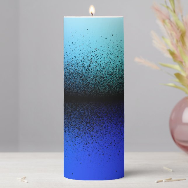 Blue Black Abstract Artwork Pillar Candle (In Situ)