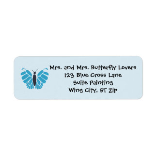 Blue Black Abstract Butterfly Address Labels