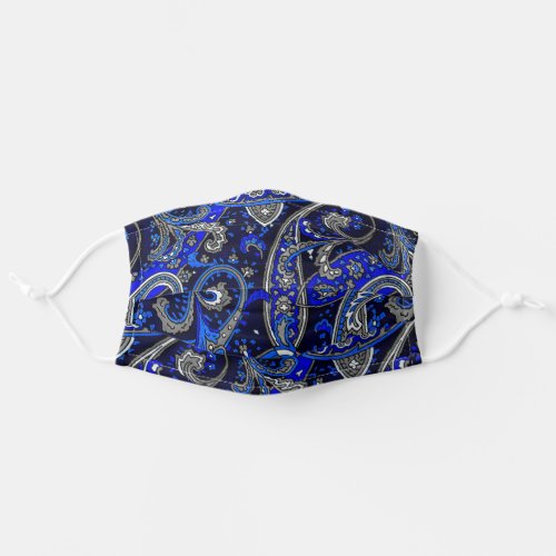 Blue Black and Grey Paisley Adult Cloth Face Mask