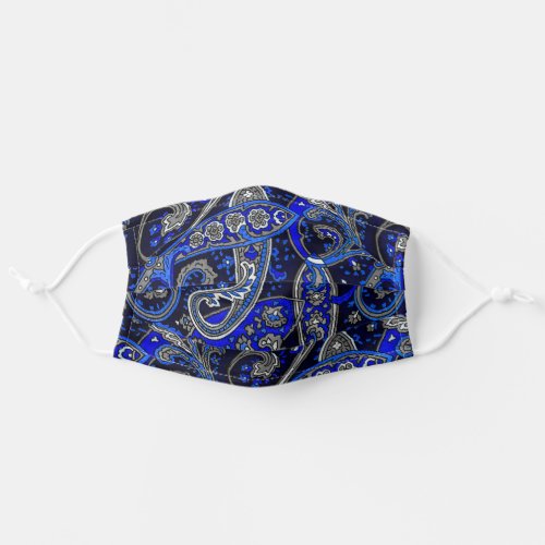 Blue Black and Grey Paisley Adult Cloth Face Mask