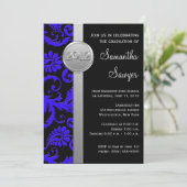Blue, Black, and Silver LOOK Graduation Invitation (Standing Front)
